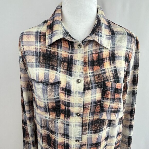 Evil Twin Grunge Boho Plaid High-Low Tunic Blouse – Size Small - Picture 1 of 8